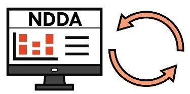 The NDDA website on a computer, with a change icon next to it. 