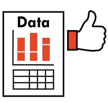 A data icon with a thumbs up icon. 