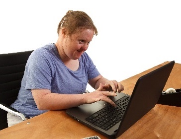 A person with disability using a laptop.
