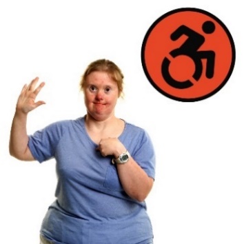 A person pointing at themselves with a disability icon above them. 