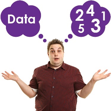A person thinking of the word 'Data' and some numbers. 