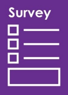 An icon of a survey, with checkboxes and places to write in.