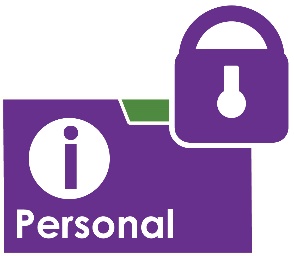 A folder with Personal written on it, along with an information symbol. There is a lock icon on top of it. 