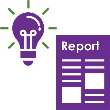 A lightbulb next to a report icon 