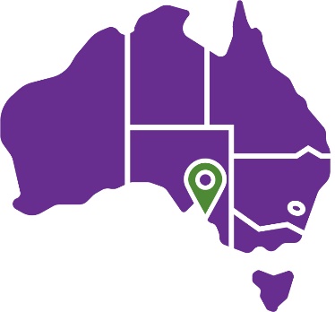 A map of Australia with a marker on Adelaide. 