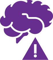 An icon of a brain with a warning symbol under it. 