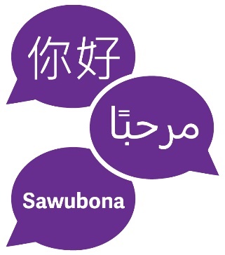 Speech bubbles with languages other than English in them. 