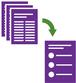 A stack of documents with an arrow pointing to a single paper Easy Read summary.