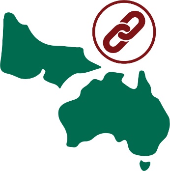 A map of Victoria and Australia with a link icon.